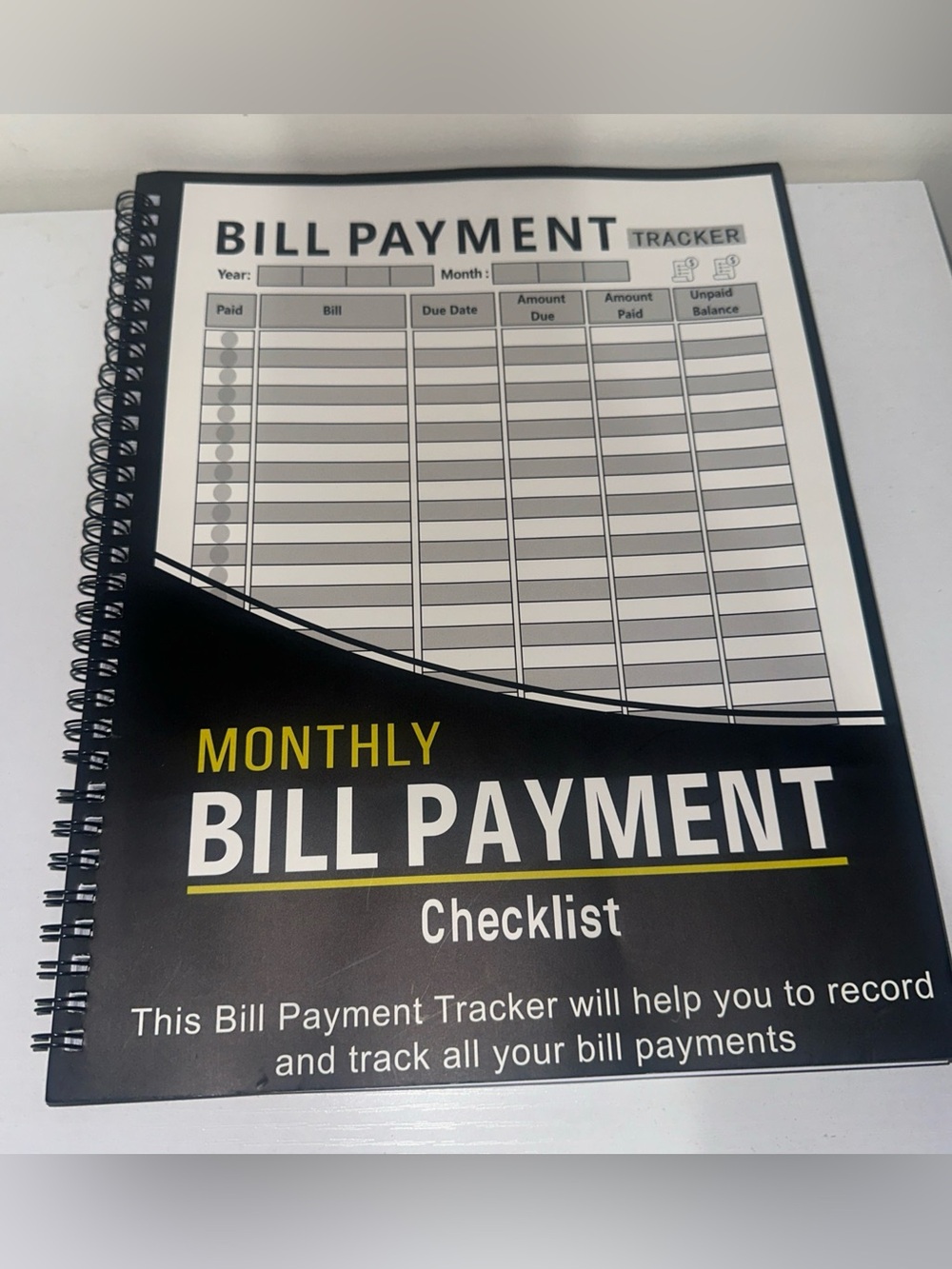 Monthly Bill Payment Checklist Planner - Black